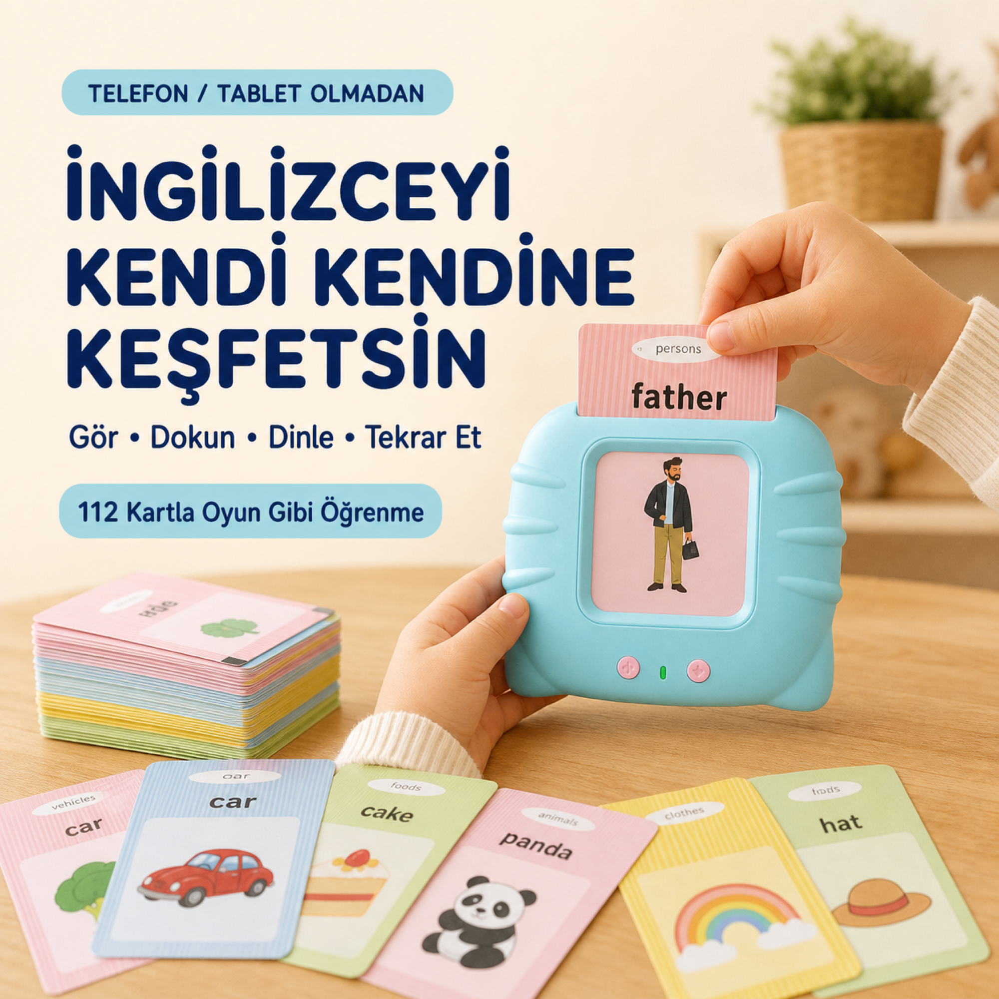 Kidslar® Magic Box – İngilizce Konuşan Kartlar | 112 Kart, 224 Görsel