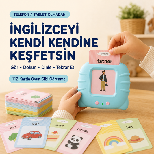Kidslar® Magic Box – İngilizce Konuşan Kartlar | 112 Kart, 224 Görsel