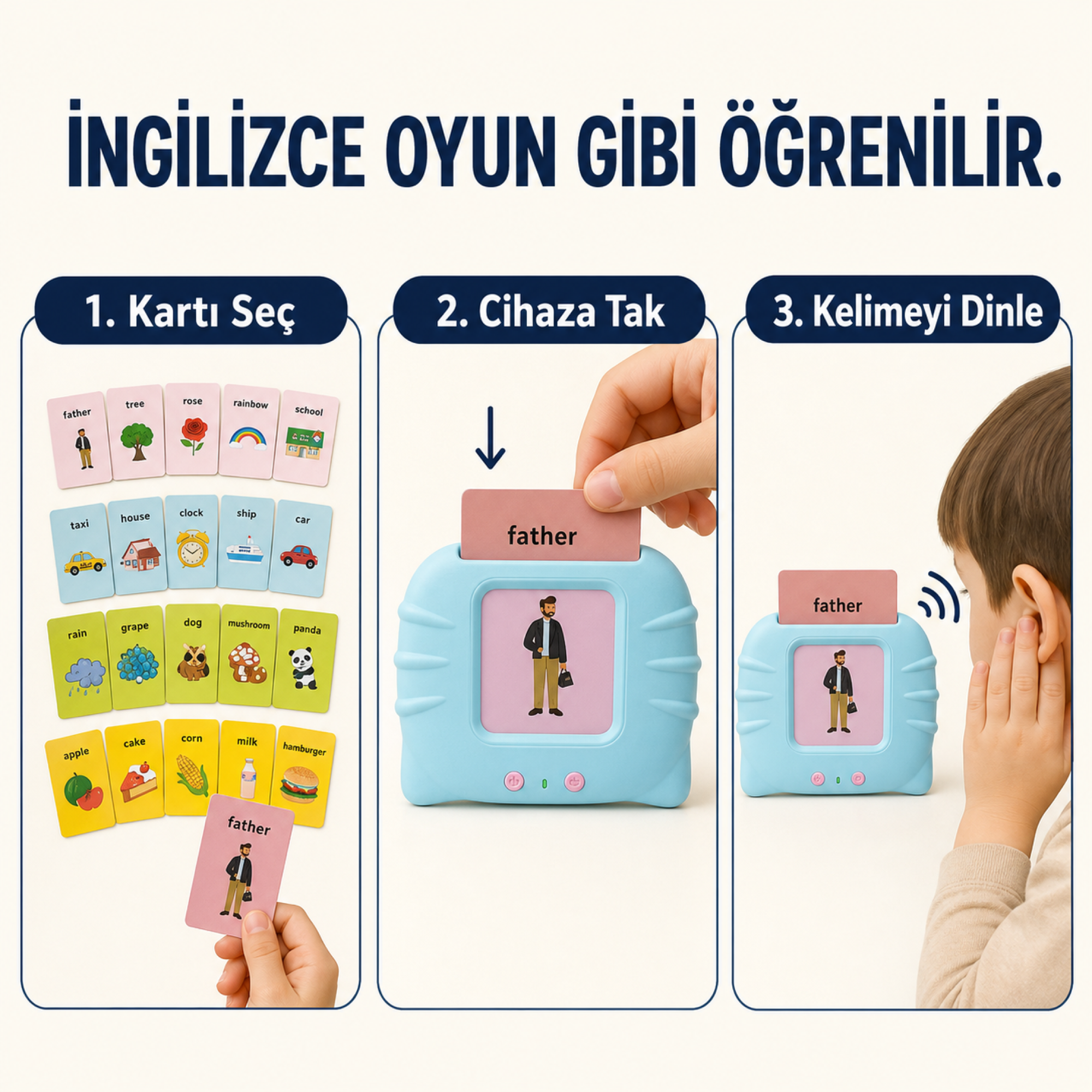 Kidslar® Magic Box – İngilizce Konuşan Kartlar | 112 Kart, 224 Görsel