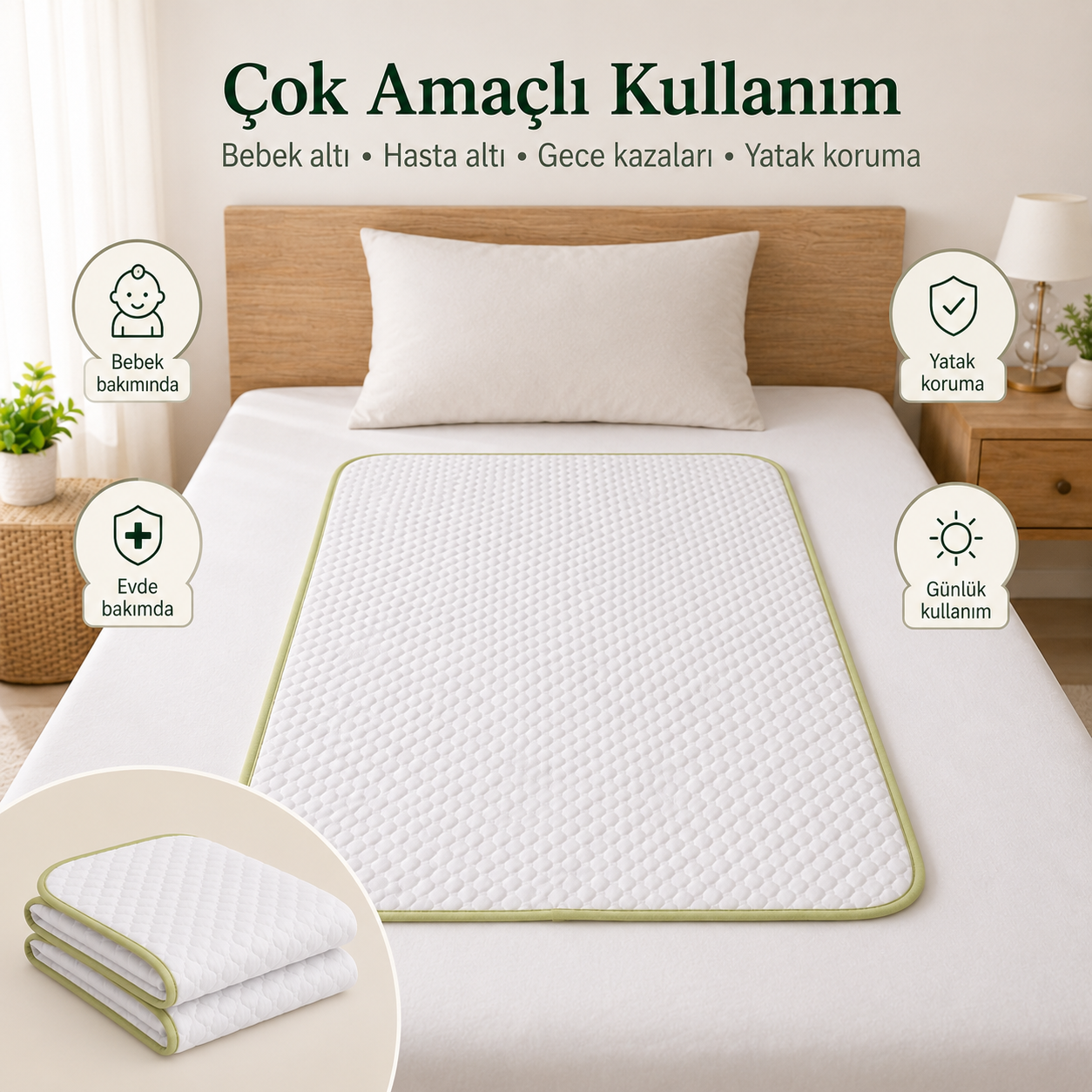 Kidslar Sızdırmaz & Yıkanabilir Yatak Koruyucu Ped — 60x90 cm