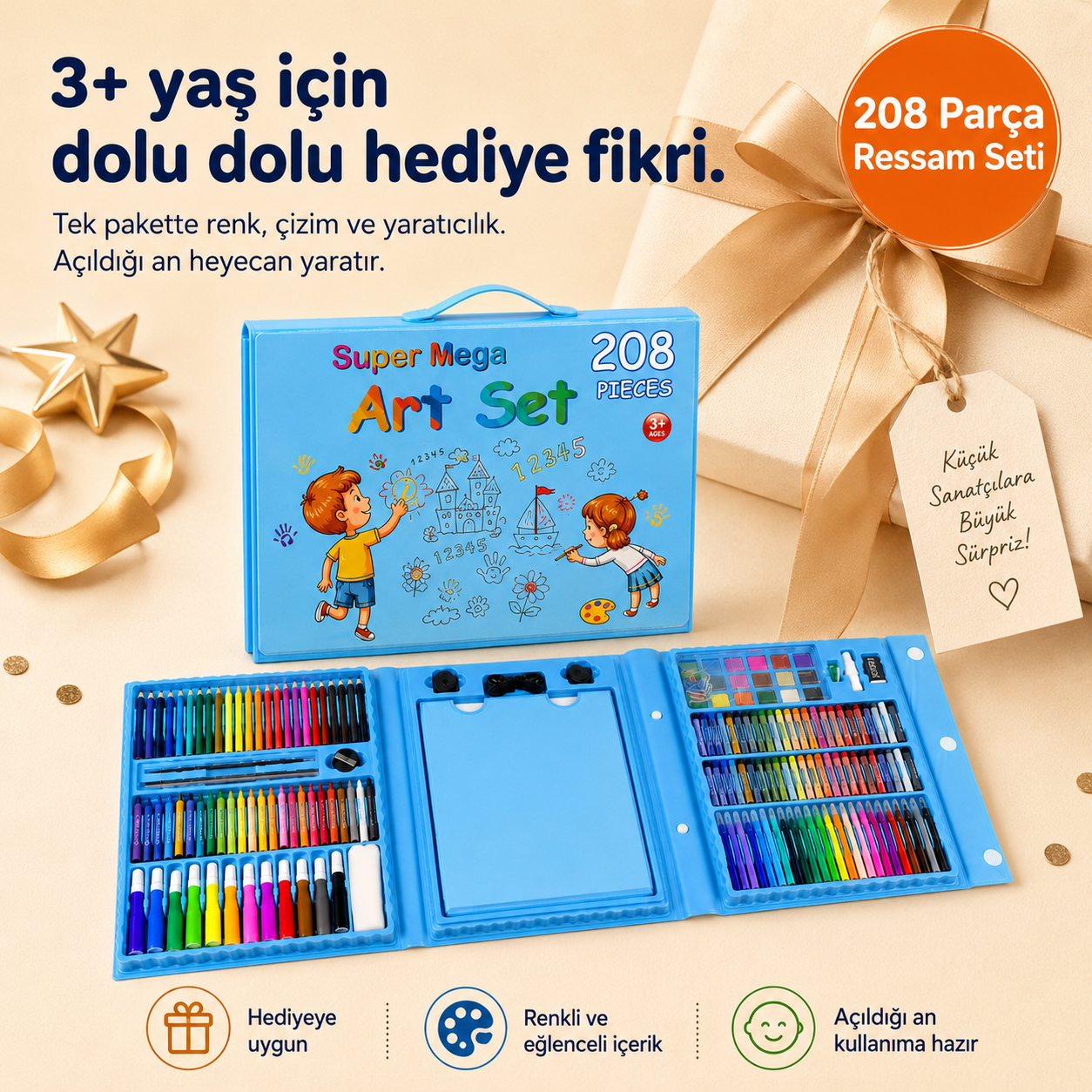 Kidslar® 208 Parça - Mini Ressam Boyama Seti