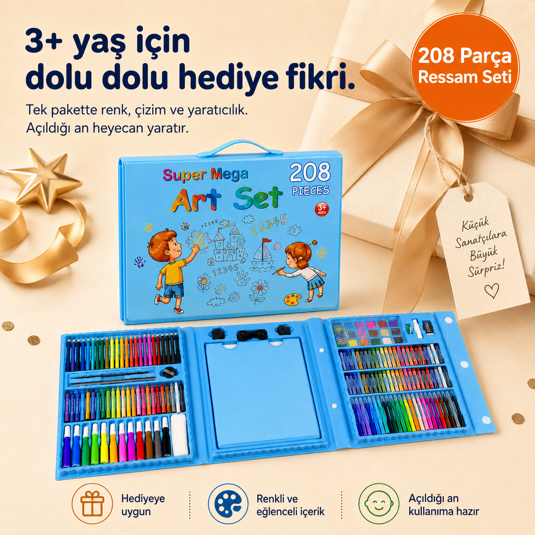 Kidslar® 208 Parça - Mini Ressam Boyama Seti