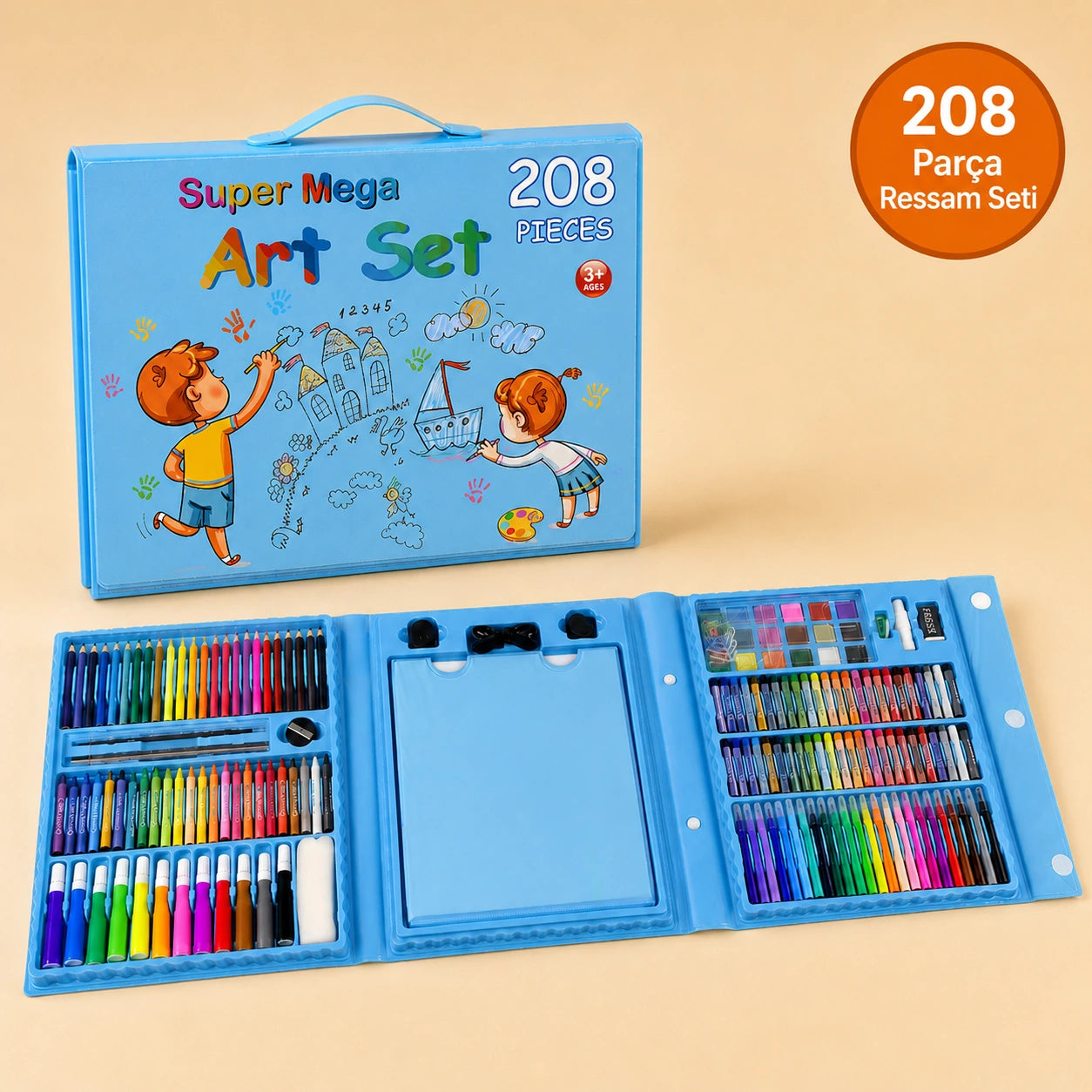 Kidslar® 208 Parça - Mini Ressam Boyama Seti