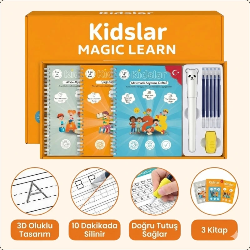 KİDSLAR™ MAGİC LEARN - Kabartmalı Sihirli Yazı Kitap Seti