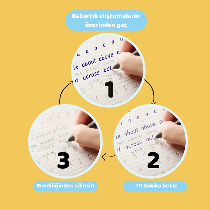 Kidslar® Magic Learn - Kabartmalı Sihirli Yazı Kitap Seti